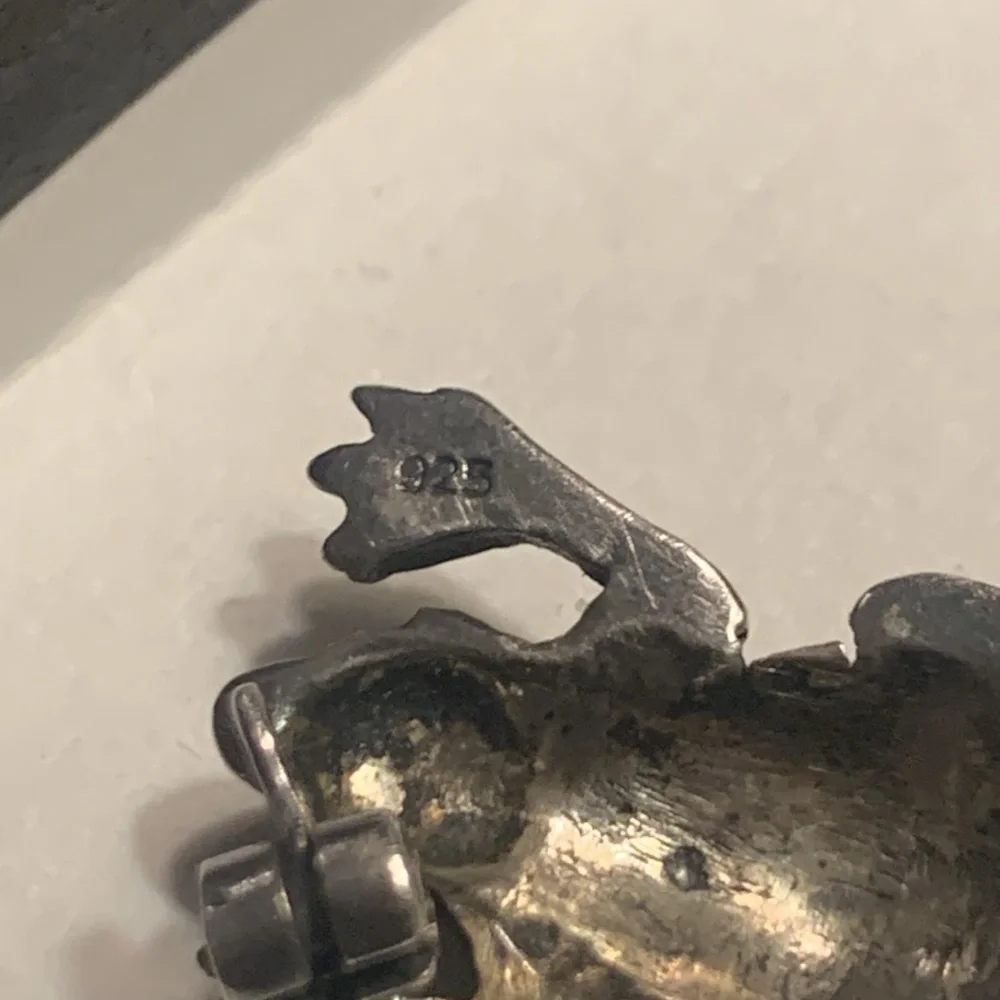 STERLING SILVER MARCASITE FROG BROOCH PIN - Picture 3 of 8